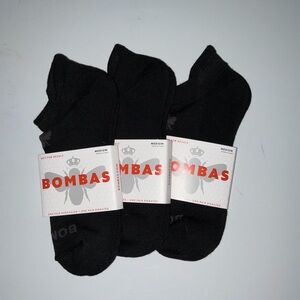 3-PACK Bombas Black Ankle Socks Size Medium